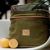 Double Decker Cooler Bag | Wax Canvas with Genuine Leather Double Decker by Thandana