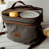 Double Decker Cooler Bag | Wax Canvas with Genuine Leather Double Decker by Thandana