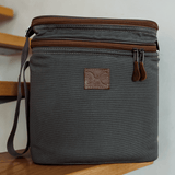 Double Lunch Box Cooler | Wax Canvas & Genuine Leather Box Cooler by Thandana
