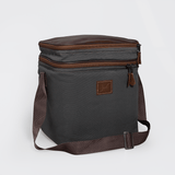 Double Lunch Box Cooler | Wax Canvas & Genuine Leather Charcoal Canvas with Tobac Leather / Gunmetal (default) Box