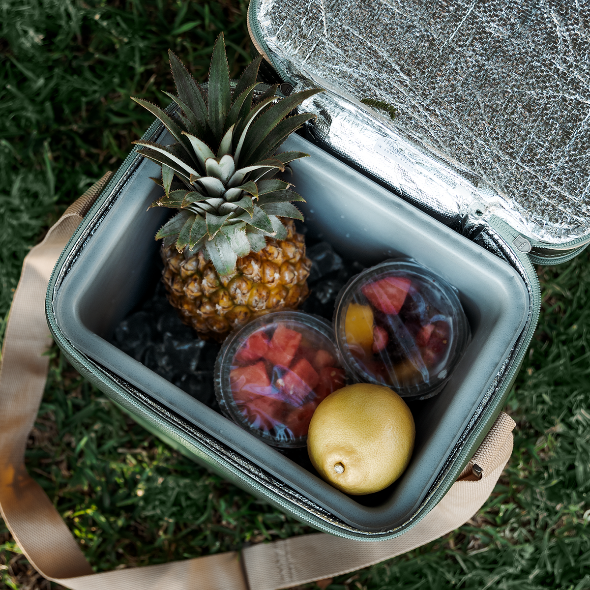 Double Lunch Box Cooler | Wax Canvas & Genuine Leather with Hard Inner Bin | Corporate Box Cooler by Thandana