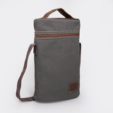 Double Wine Cooler Canvas & Leather | Corporate Charcoal Canvas with Tobac Leather / Gun Metal (default) Wine Cooler