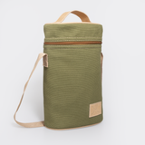 Double Wine Cooler Canvas & Leather | Corporate Sage Canvas with Hazelnut Leather / Gun Metal (default) Wine Cooler