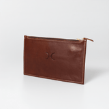 Double Zip Pouch Purse | Genuine Leather Tobac Leather / Gunmetal (default) Pouch by Thandana