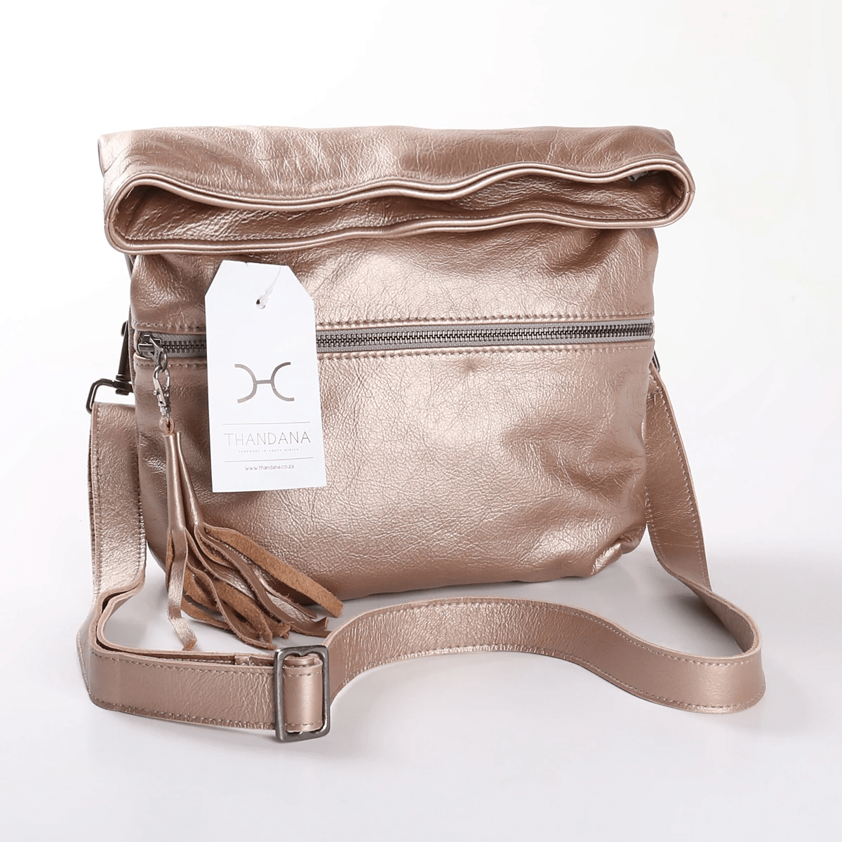 Erica Handbag | Genuine Leather Champagne Leather / Gunmetal (default) Erica Handbag by Thandana