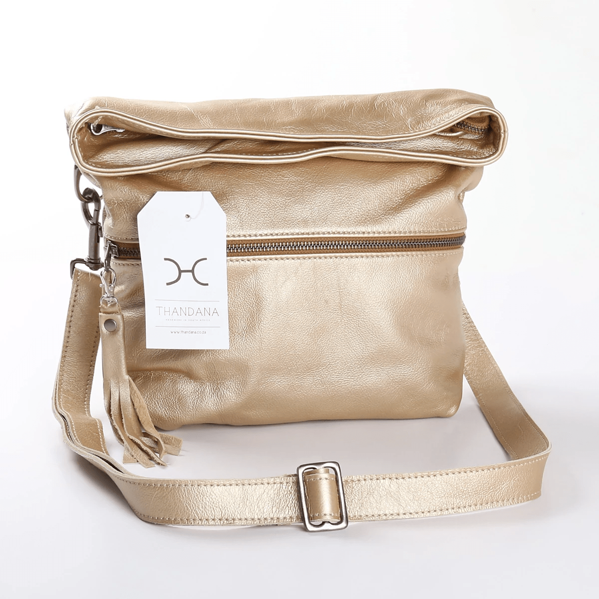 Erica Handbag | Genuine Leather Gold Leather / Gunmetal (default) Erica Handbag by Thandana