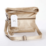 Erica Handbag | Genuine Leather Gold Leather / Gunmetal (default) Erica Handbag by Thandana