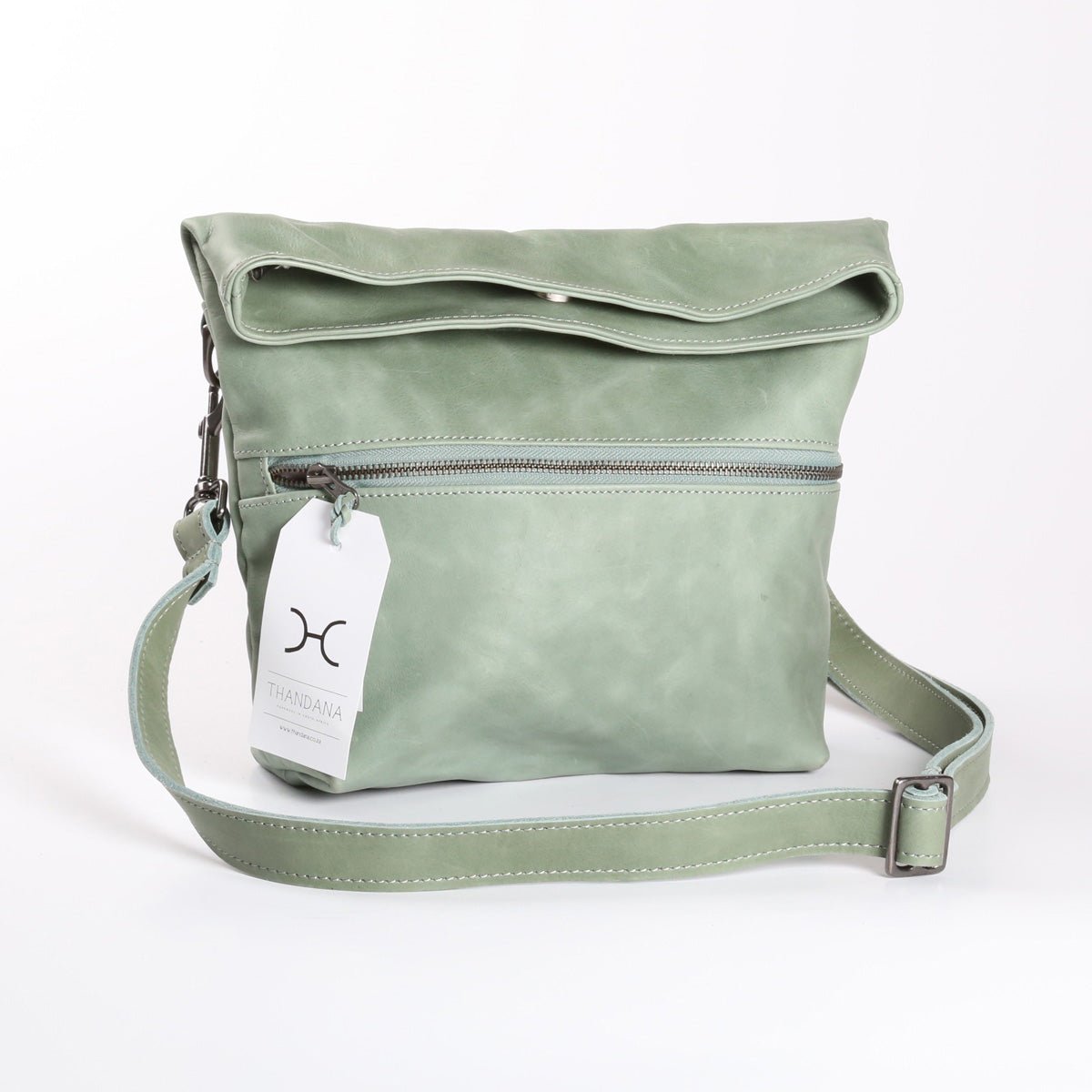 Erica Handbag | Genuine Leather Green Leather / Gunmetal (default) Erica Handbag by Thandana