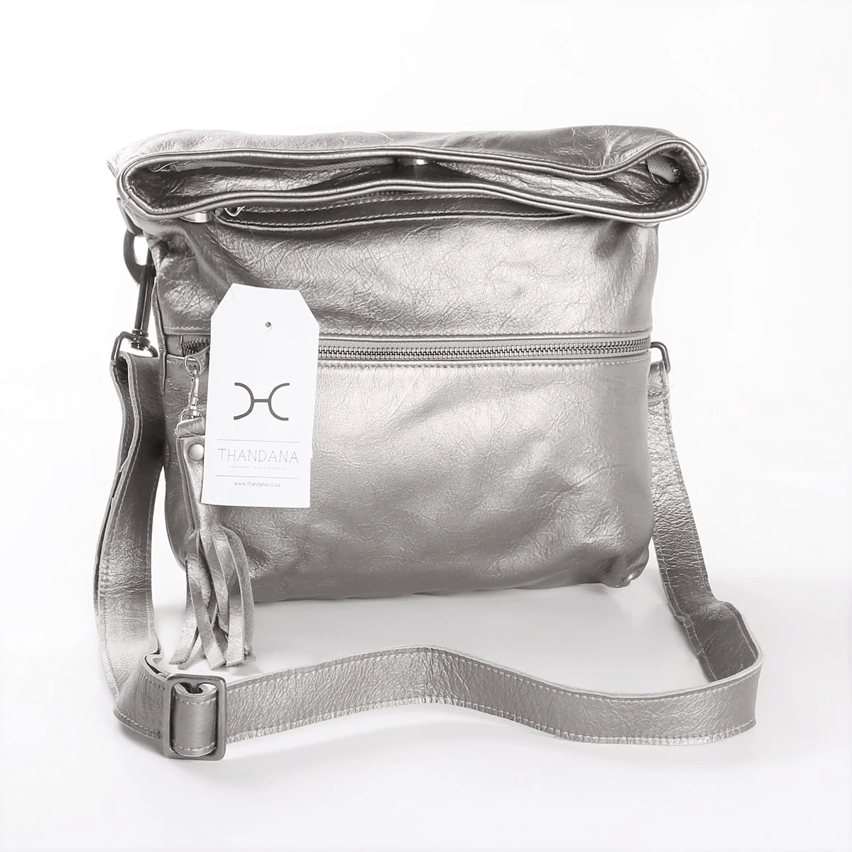 Erica Handbag | Genuine Leather Silver Leather / Gunmetal (default) Erica Handbag by Thandana
