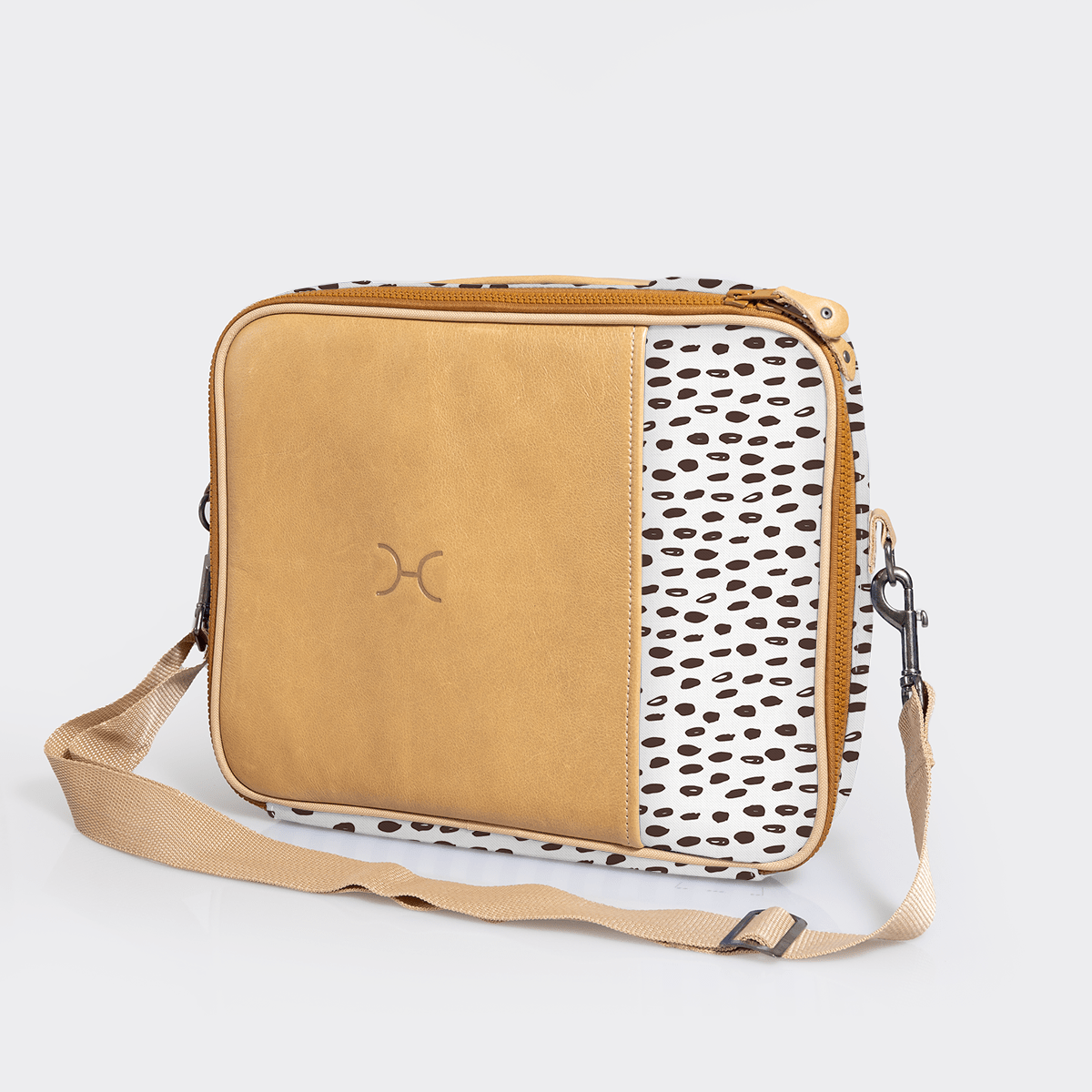 Essential Laptop Bag 13’ | Laminated Fabric with Genuine Leather Seeds - White Laptop Fabric Bag by Thandana