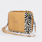 Essential Laptop Bag 13’ | Laminated Fabric with Genuine Leather Nomad Stripe - Pitch Laptop Fabric Bag by Thandana