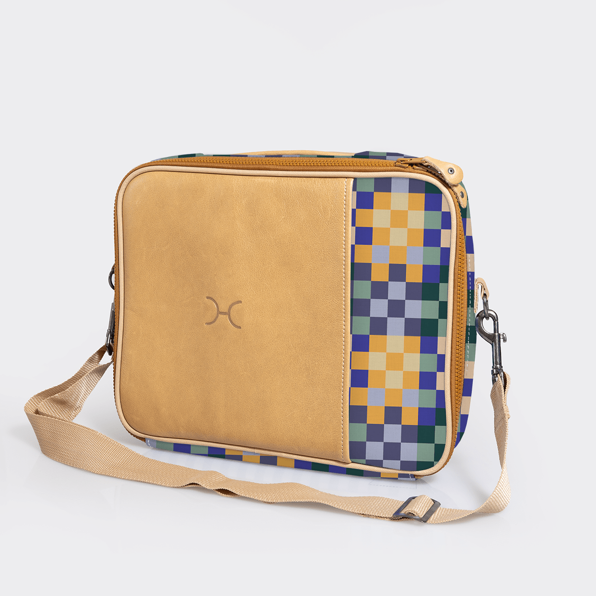 Essential Laptop Bag 13’ | Laminated Fabric with Genuine Leather Checker - Jet Laptop Fabric Bag by Thandana