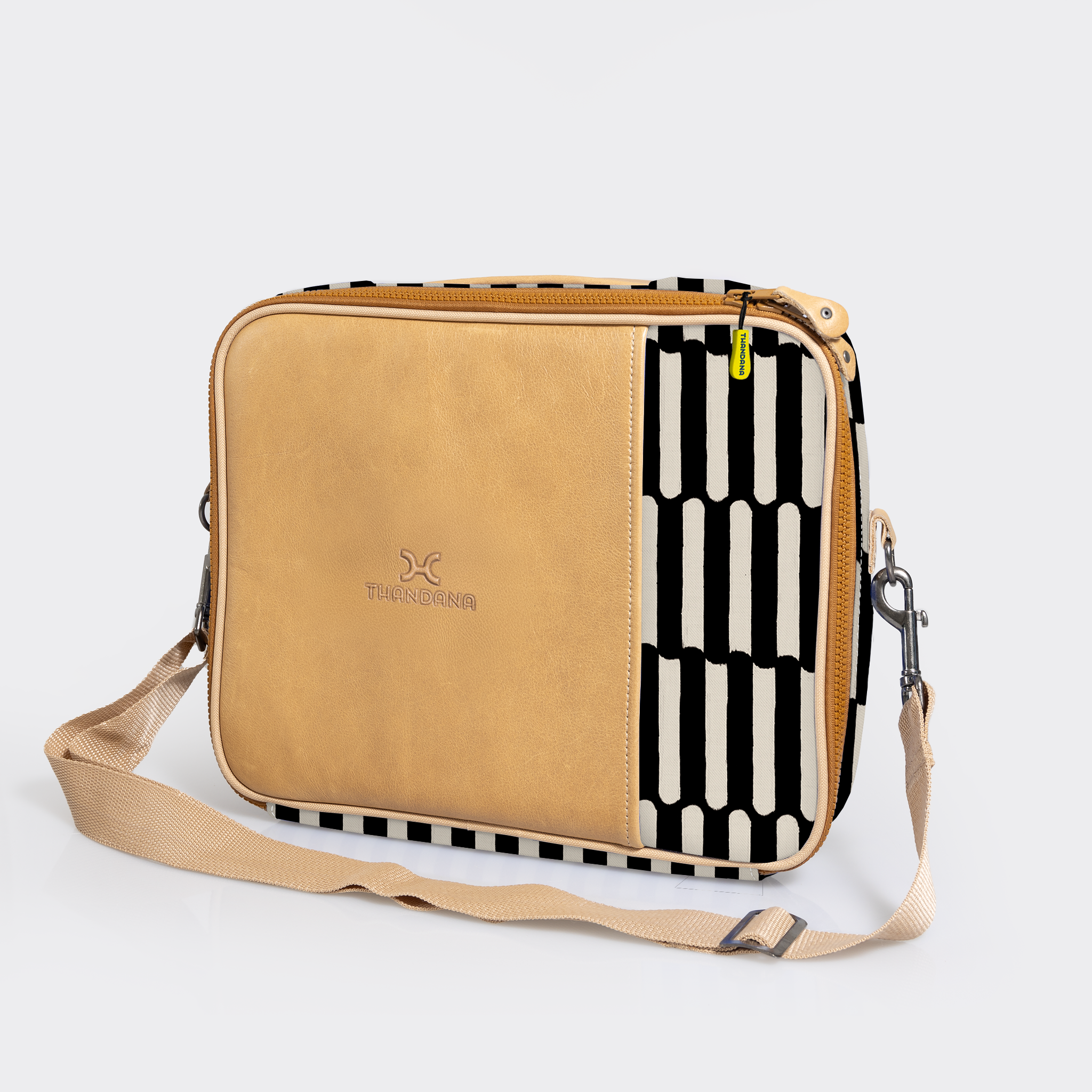 Essential Laptop Bag 13’ | Laminated Fabric with Genuine Leather Laptop Fabric Bag by Thandana