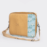 Essential Laptop Bag 13’ | Laminated Fabric with Genuine Leather Crazy Daisy - Sage Laptop Fabric Bag by Thandana