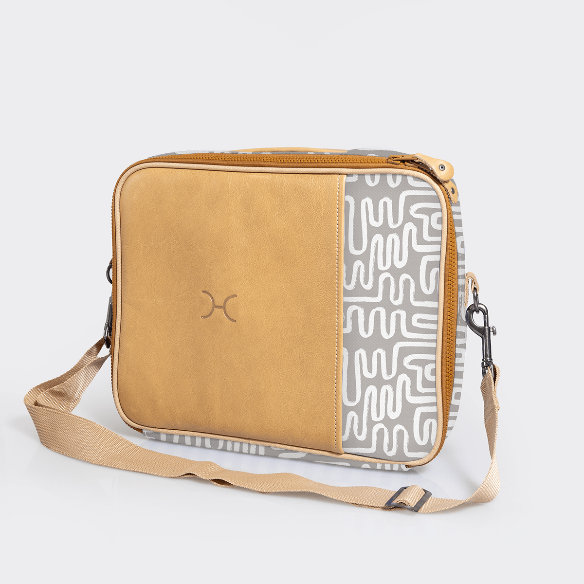 Essential Laptop Bag 13’ | Laminated Fabric with Genuine Leather Geo - Moonstruck Laptop Fabric Bag by Thandana