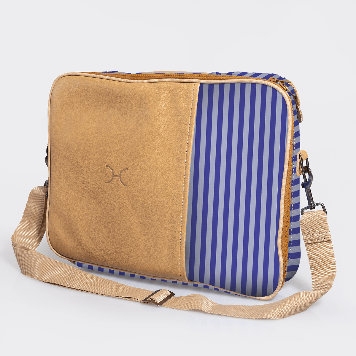 Essential Laptop Bag 15’ | Laminated Fabric with Genuine Leather Linear - Jet Laptop Fabric Bag by Thandana