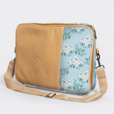 Essential Laptop Bag 15’ | Laminated Fabric with Genuine Leather Crazy Daisy - Sage Laptop Fabric Bag by Thandana