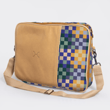 Essential Laptop Bag 15’ | Laminated Fabric with Genuine Leather Checker - Jet Laptop Fabric Bag by Thandana