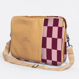 Essential Laptop Bag 15’ | Laminated Fabric with Genuine Leather Checkmate - Cherry Laptop Fabric Bag by Thandana