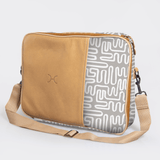 Essential Laptop Bag 15’ | Laminated Fabric with Genuine Leather Geo - Moonstruck Laptop Fabric Bag by Thandana