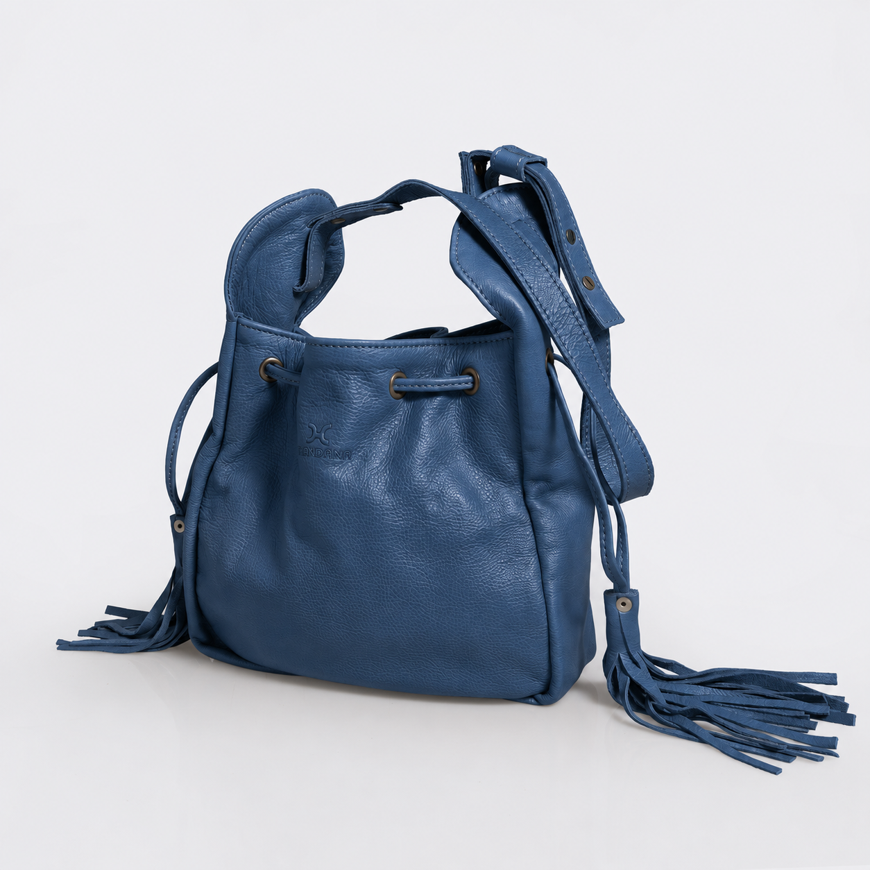 Eve Bucket Handbag | Genuine Leather Aqua Leather / Gunmetal (default) Bucket Handbag by Thandana