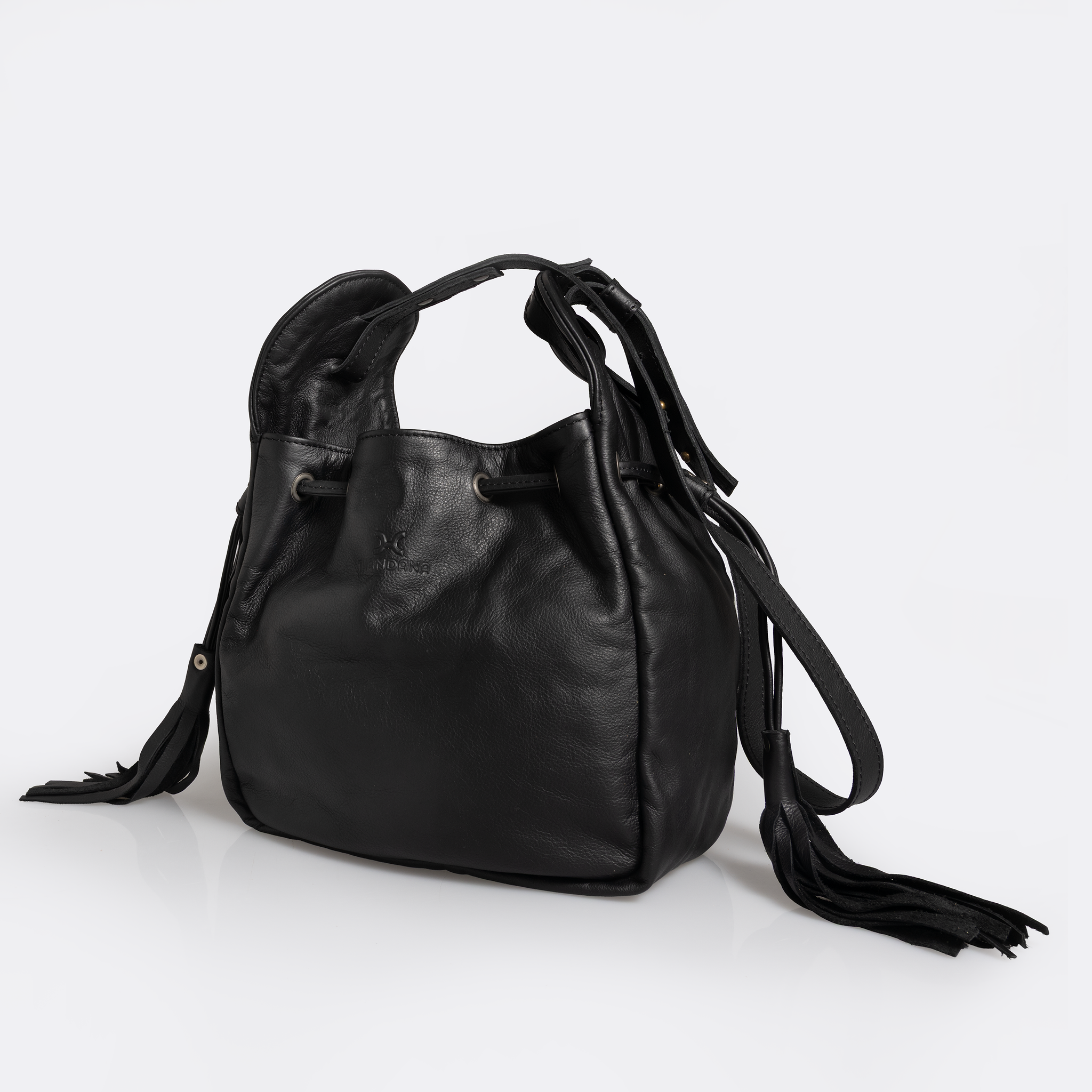 Eve Bucket Handbag | Genuine Leather Black Leather / Gunmetal (default) Bucket Handbag by Thandana