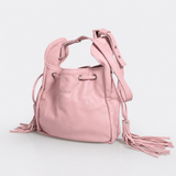 Eve Bucket Handbag | Genuine Leather Blush Leather / Gunmetal (default) Bucket Handbag by Thandana
