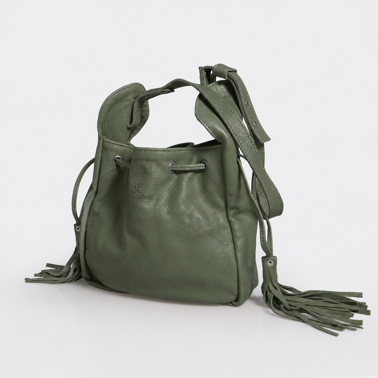 Eve Bucket Handbag | Genuine Leather Green Leather / Gunmetal (default) Bucket Handbag by Thandana