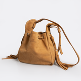 Eve Bucket Handbag | Genuine Leather Tan Suede / Gunmetal (default) Bucket Handbag by Thandana