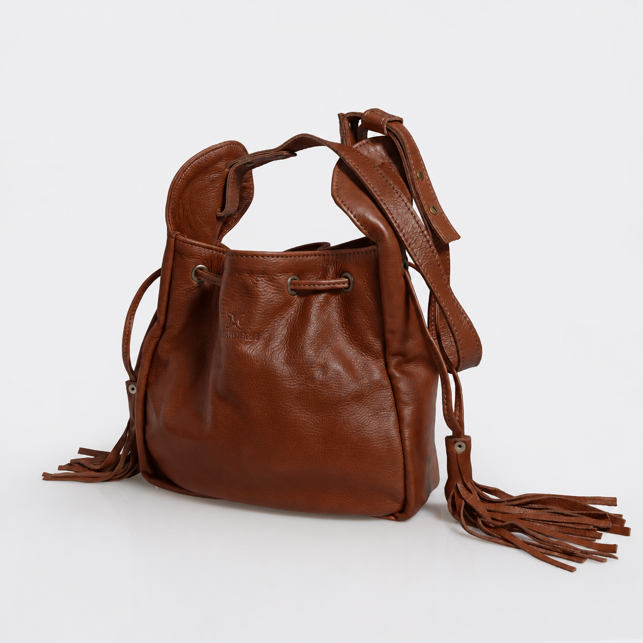Eve Bucket Handbag | Genuine Leather Tobac Leather / Gunmetal (default) Bucket Handbag by Thandana
