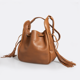 Eve Bucket Handbag | Genuine Leather Toffee Leather / Gunmetal (default) Bucket Handbag by Thandana