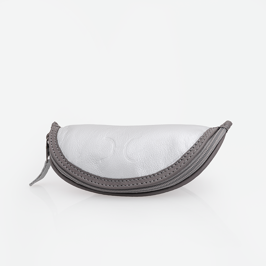 Glasses Case | Genuine Leather | Corporate Silver Leather Glasses Case by Thandana