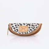 Glasses Case | Laminated Fabric Cheetah - White / Chunky Zip Glasses Case by Thandana