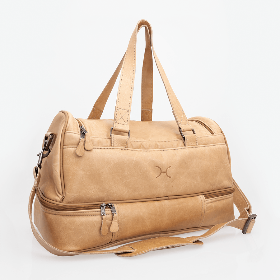 Golf Bag | Genuine Leather Hazelnut Leather Travel Golf Bag Leather by Thandana
