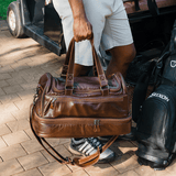 Golf Bag | Genuine Leather Tobac Leather Travel Golf Bag Leather by Thandana