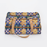Golf Bag | Laminated Fabric with Genuine Leather Checker - Jet / Chunky Zip Travel Golf Bag Laminated Fabric by Thandana