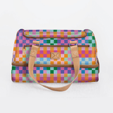 Golf Bag | Laminated Fabric with Genuine Leather Checker - Preppy / Chunky Zip Travel Golf Bag Laminated Fabric