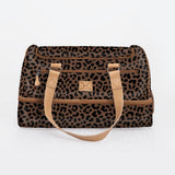Golf Bag | Laminated Fabric with Genuine Leather Cheetah - Coffee / Chunky Zip Travel Golf Bag Laminated Fabric