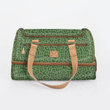 Golf Bag | Laminated Fabric with Genuine Leather Cheetah - Olive / Chunky Zip Travel Golf Bag Laminated Fabric