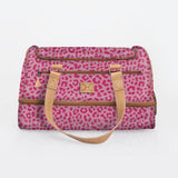 Golf Bag | Laminated Fabric with Genuine Leather Cheetah - Pink / Chunky Zip Travel Golf Bag Laminated Fabric