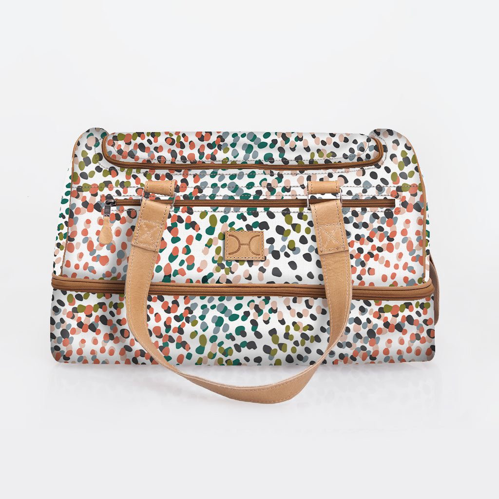 Golf Bag | Laminated Fabric with Genuine Leather Confetti - All About / Chunky Zip Travel Golf Bag Laminated Fabric