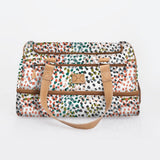 Golf Bag | Laminated Fabric with Genuine Leather Confetti - All About / Chunky Zip Travel Golf Bag Laminated Fabric