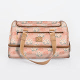 Golf Bag | Laminated Fabric with Genuine Leather Crazy Daisy - Blush / Chunky Zip Travel Golf Bag Laminated Fabric