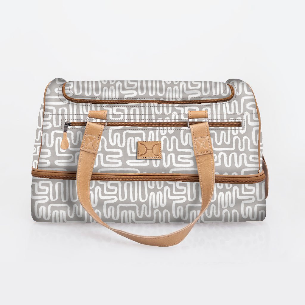 Golf Bag | Laminated Fabric with Genuine Leather Geo - Moonstruck / Chunky Zip Travel Golf Bag Laminated Fabric