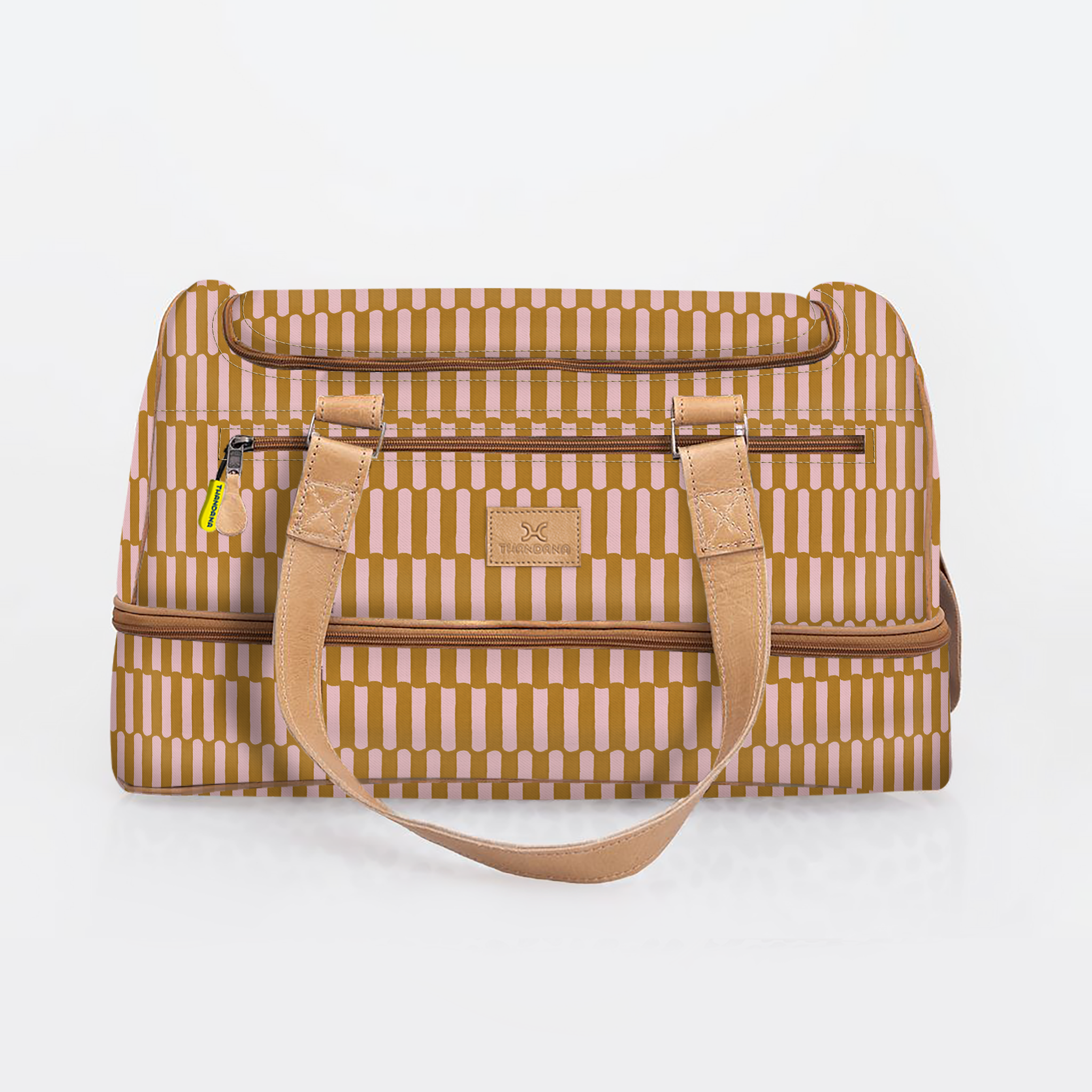 Golf Bag | Laminated Fabric with Genuine Leather Indie - Sunset / Chunky Zip Travel Golf Bag Laminated Fabric