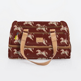 Golf Bag | Laminated Fabric with Genuine Leather Midnight Pony - Cherry / Chunky Zip Travel Golf Bag Laminated Fabric