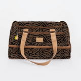 Golf Bag | Laminated Fabric with Genuine Leather Nomad Stripe - Coffee / Chunky Zip Travel Golf Bag Laminated Fabric