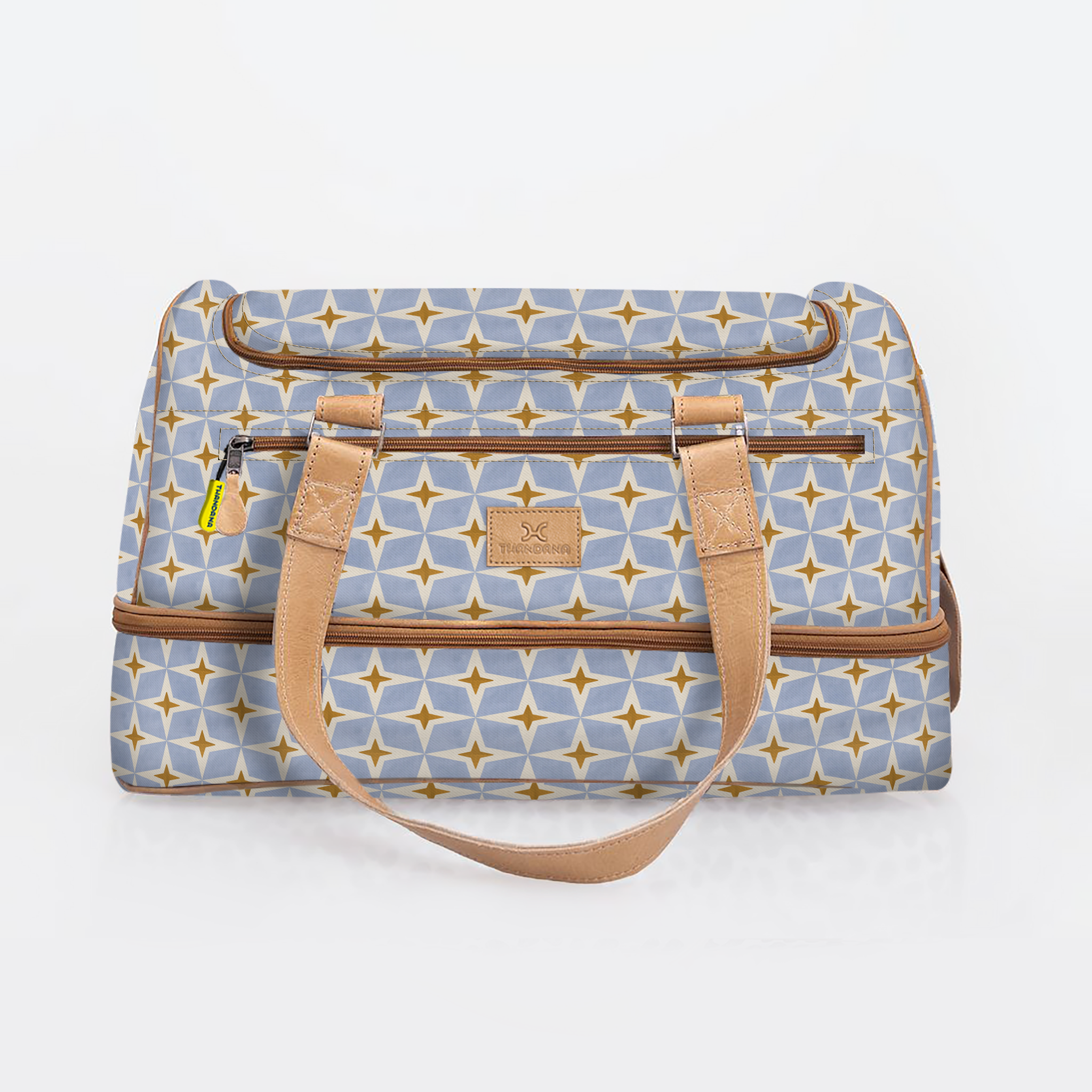 Golf Bag | Laminated Fabric with Genuine Leather Nova - Mist / Chunky Zip Travel Golf Bag Laminated Fabric by Thandana