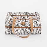 Golf Bag | Laminated Fabric with Genuine Leather Seeds - White / Chunky Zip Travel Golf Bag Laminated Fabric by Thandana