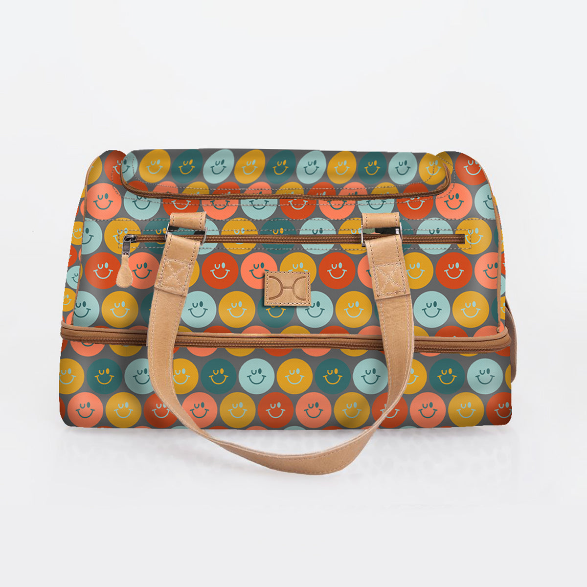 Golf Bag | Laminated Fabric with Genuine Leather Smiley - Jet / Chunky Zip (default) Travel Golf Bag Laminated Fabric